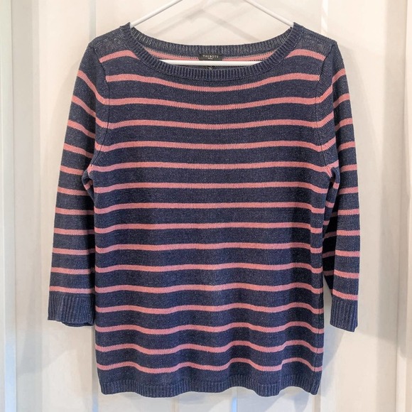 Talbots 100% Linen Striped Sweater Size Medium P - Picture 1 of 5